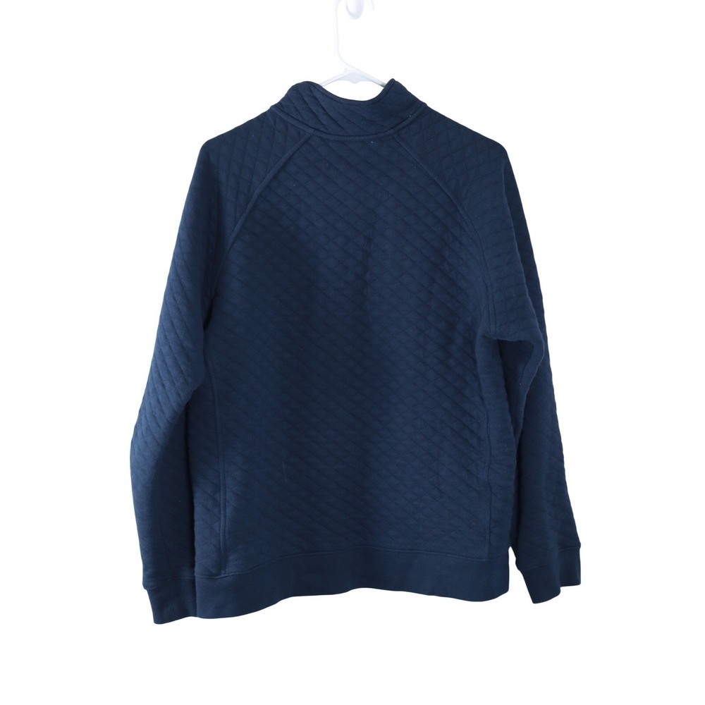 Eddie Bauer Mens Quilted Pullover Navy Blue Snap Neck Sweatshirt EM32LK917 Sz M - Picture 6 of 6